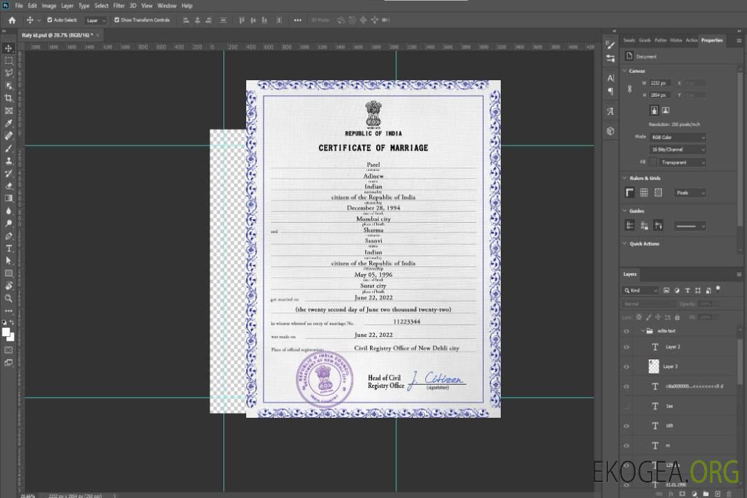 Modèle PSD de certificat de mariage en Inde, entièrement modifiable template Modèle PSD de certificat de mariage en Inde, entièrement modifiable template